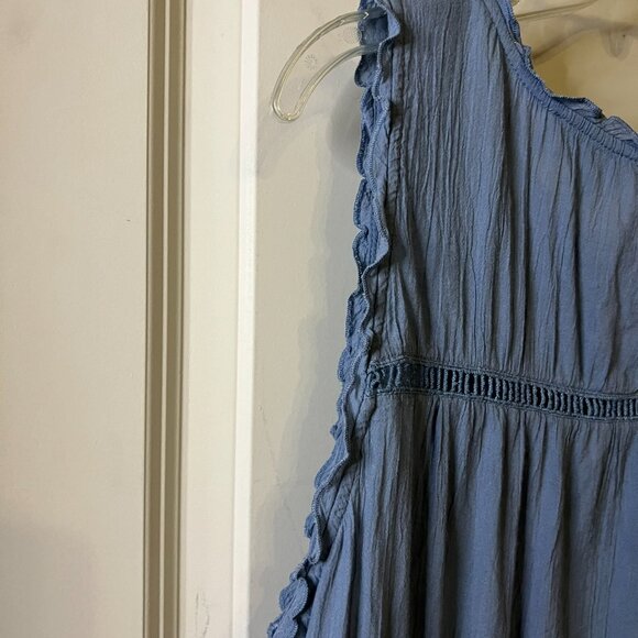 LOFT | Blue Tank Blouse with Lace inserts, size Large - Picture 4 of 6
